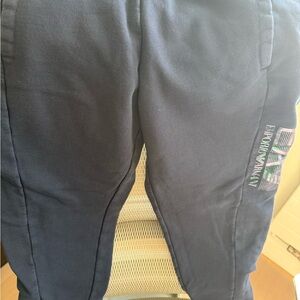 Emporio Armani Blue Sweatpants with Green Accents